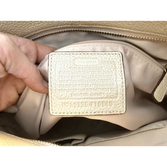 Coach Penelope Cream Champaign Metallic Leather Tote Bag Purse And Wallet Fold - Picture 13 of 16